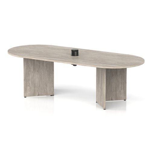 Impulse Volta 2400mm Boardroom Table With Black Pop-up Power Module Grey Top Arrowhead Leg
