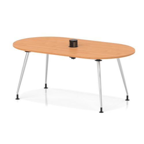 Impulse Volta 1800mm Boardroom Table With Pop-up Power Module With Silver Leg Frame Beech Top