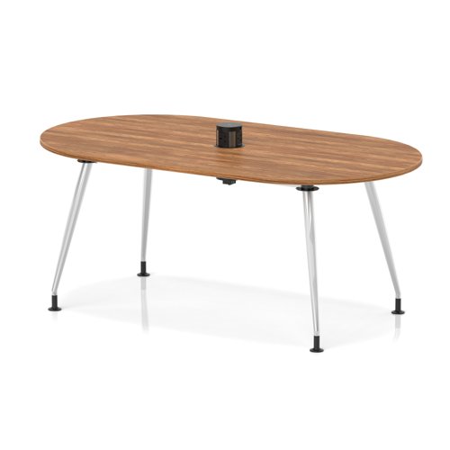 Impulse Volta 1800mm Boardroom Table With Pop-up Power Module With Silver Leg Frame Walnut Top