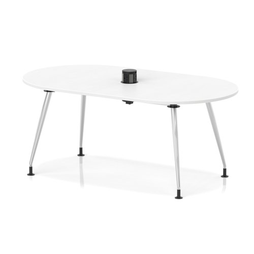 Impulse Volta 1800mm Boardroom Table With Pop-up Power Module With Silver Leg Frame White Top