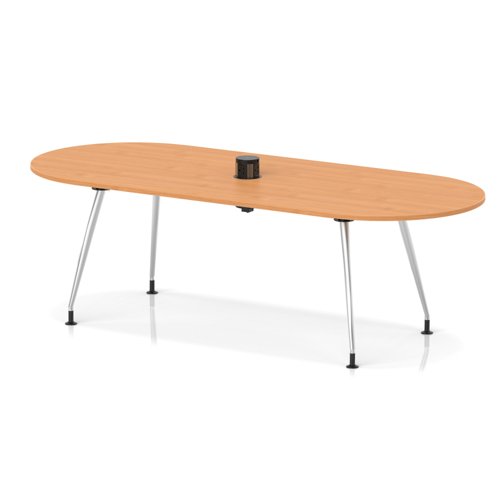 Impulse Volta 2400mm Boardroom Table With Pop-up Power Module With Silver Leg Frame Beech Top