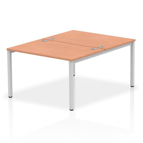 17163DY - Impulse Back-to-Back 2 Person Bench Desk W1200 x D1600 x H730mm With Cable Ports Beech Finish Silver Frame - IB00100