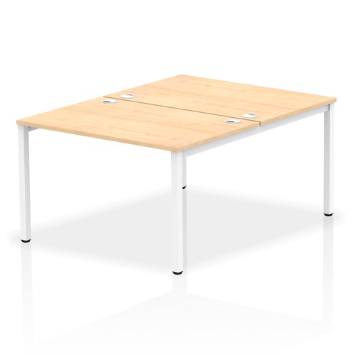 Impulse Back-to-Back 2 Person Bench Desk W1200 x D1600 x H730mm With Cable Ports Maple Finish White Frame - IB00108