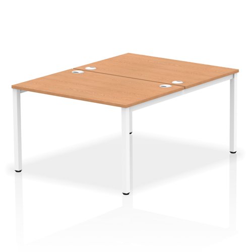 17226DY - Impulse Back-to-Back 2 Person Bench Desk W1200 x D1600 x H730mm With Cable Ports Oak Finish White Frame - IB00109