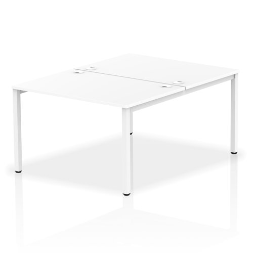 17240DY - Impulse Back-to-Back 2 Person Bench Desk W1200 x D1600 x H730mm With Cable Ports White Finish White Frame - IB00111
