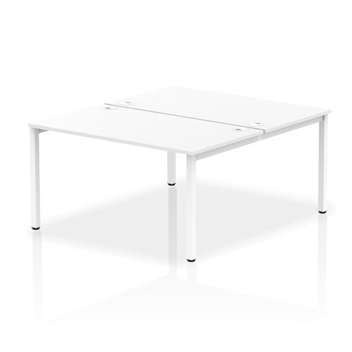Impulse Back-to-Back 2 Person Bench Desk W1400 x D1600 x H730mm With Cable Ports White Finish White Frame - IB00123