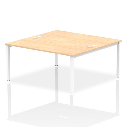 Impulse Back-to-Back 2 Person Bench Desk W1600 x D1600 x H730mm With Cable Ports Maple Finish White Frame - IB00132