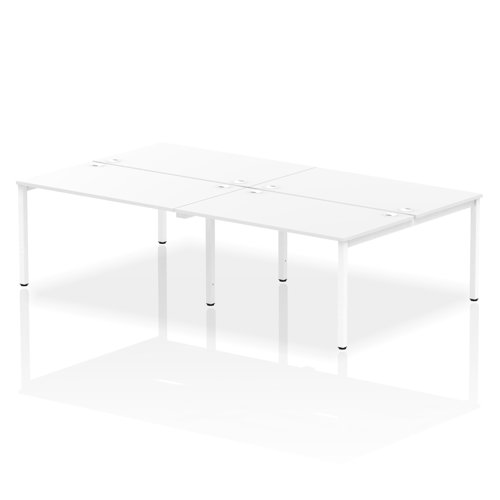 Impulse Back-to-Back 4 Person Bench Desk W1400 x D1600 x H730mm With Cable Ports White Finish White Frame - IB00159