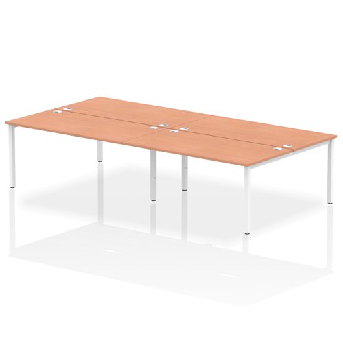 Impulse Back-to-Back 4 Person Bench Desk W1600 x D1600 x H730mm With Cable Ports Beech Finish White Frame - IB00166