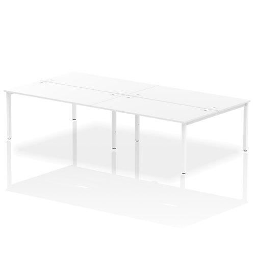Impulse Back-to-Back 4 Person Bench Desk W1600 x D1600 x H730mm With Cable Ports White Finish White Frame - IB00171