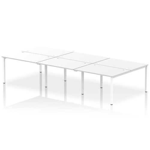 Impulse Back-to-Back 6 Person Bench Desk W1200 x D1600 x H730mm With Cable Ports White Finish White Frame - IB00183 DD