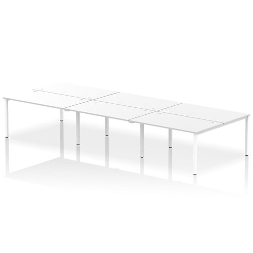 Impulse Back-to-Back 6 Person Bench Desk W1400 x D1600 x H730mm With Cable Ports White Finish White Frame - IB00195 DD