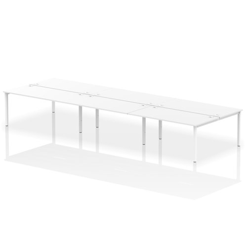 Impulse Back-to-Back 6 Person Bench Desk W1600 x D1600 x H730mm With Cable Ports White Finish White Frame - IB00207