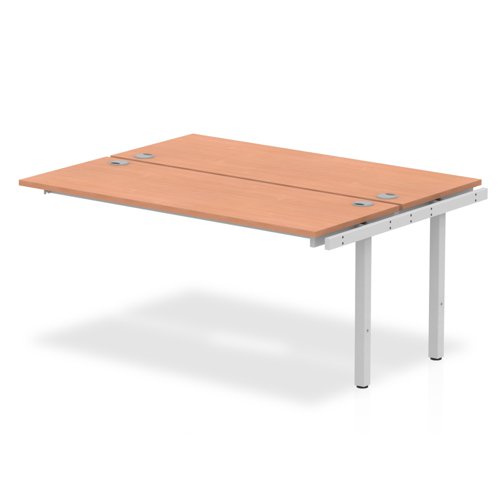 Impulse Back-to-Back Bench Desk Extension Kit W1600 x D1600 x H730mm Beech Finish Silver Frame - IB00232