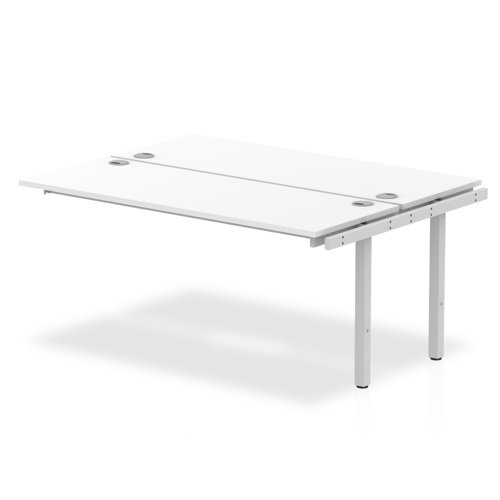Impulse Bench B2B Ext Kit 1600 Silver Frame Office Bench Desk White