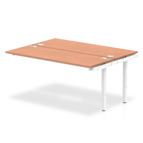 Impulse Back-to-Back Bench Desk Extension Kit W1600 x D1600 x H730mm Beech Finish White Frame - IB00238