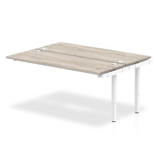 Impulse Back-to-Back Bench Desk Extension Kit W1600 x D1600 x H730mm Grey Oak Finish White Frame - IB00239
