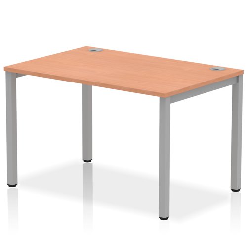 Impulse Single Row Bench Desk W1200 x D800 x H730mm Beech Finish Silver Frame - IB00244