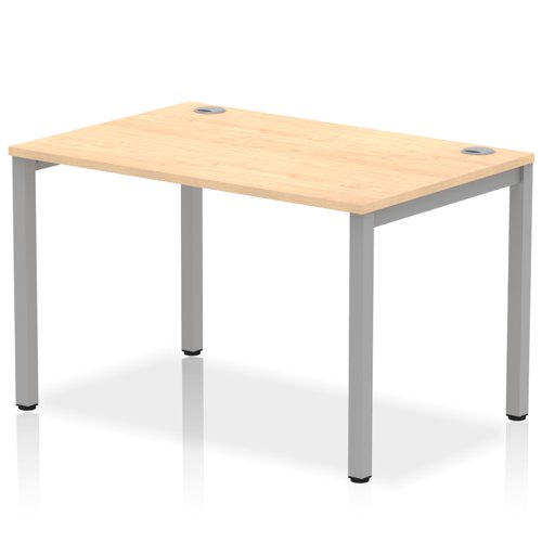 Impulse Bench Single Row 1200 Silver Frame Office Bench Desk Maple