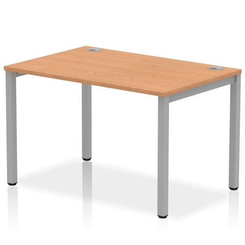 Impulse Bench Single Row 1200 Silver Frame Office Bench Desk Oak