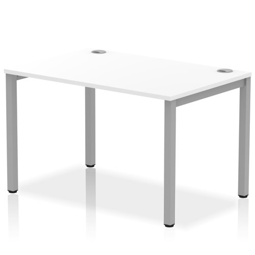 17156DY - Impulse Single Row Bench Desk W1200 x D800 x H730mm White Finish Silver Frame - IB00249