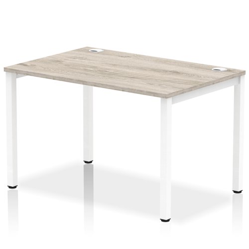 Impulse Bench Single Row 1200 White Frame Office Bench Desk Grey Oak