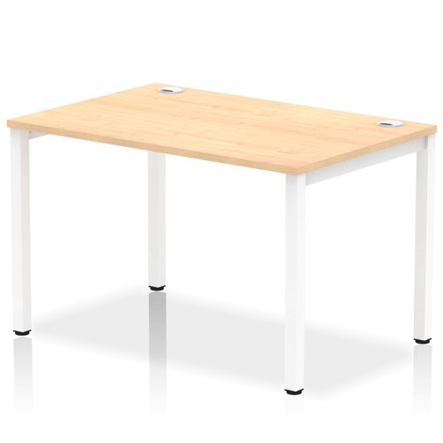 Impulse Single Row Bench Desk W1200 x D800 x H730mm Maple Finish White Frame - IB00252