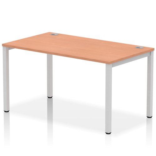 Impulse Single Row Bench Desk W1400 x D800 x H730mm Beech Finish Silver Frame - IB00256