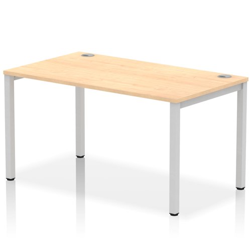 Impulse Single Row Bench Desk W1400 x D800 x H730mm Maple Finish Silver Frame - IB00258