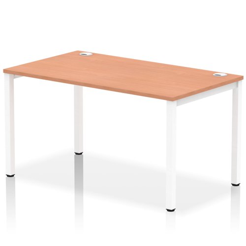 Impulse Single Row Bench Desk W1400 x D800 x H730mm Beech Finish White Frame - IB00262