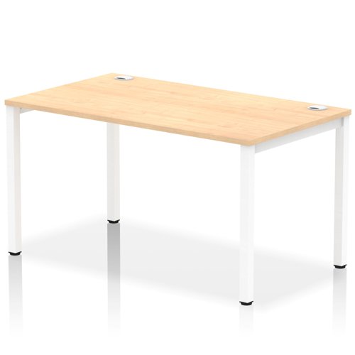 Impulse Single Row Bench Desk W1400 x D800 x H730mm Maple Finish White Frame - IB00264
