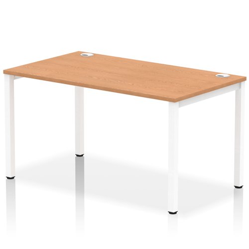 Impulse Bench Single Row 1400 White Frame Office Bench Desk Oak