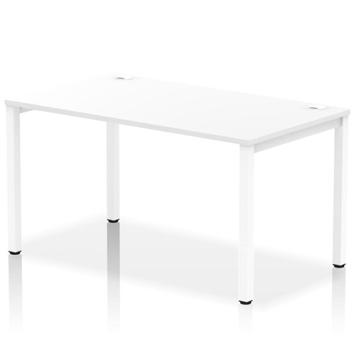 Impulse Single Row Bench Desk W1400 x D800 x H730mm White Finish White Frame - IB00267