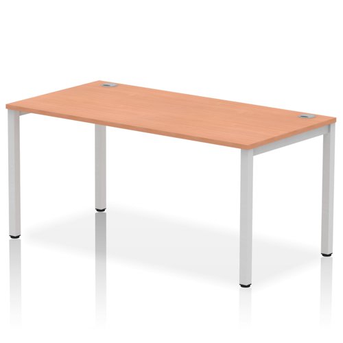 Impulse Single Row Bench Desk W1600 x D800 x H730mm Beech Finish Silver Frame - IB00268