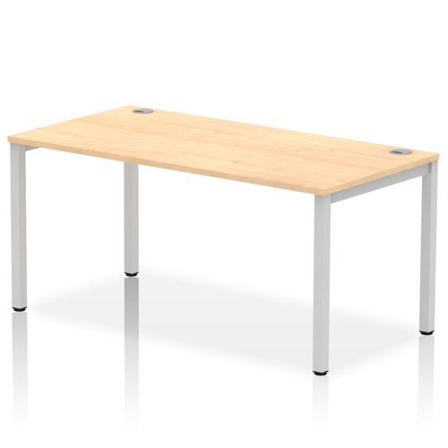 Impulse Bench Single Row 1600 Silver Frame Office Bench Desk Maple