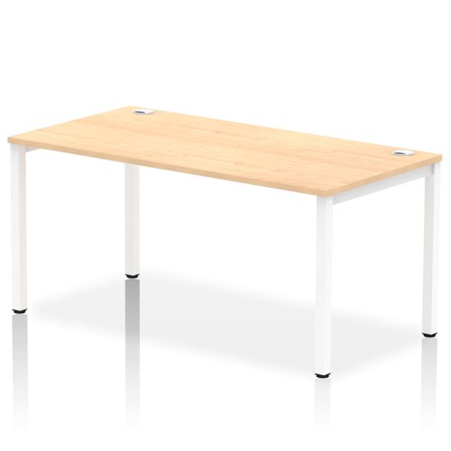 Impulse Single Row Bench Desk W1600 x D800 x H730mm Maple Finish White Frame - IB00276