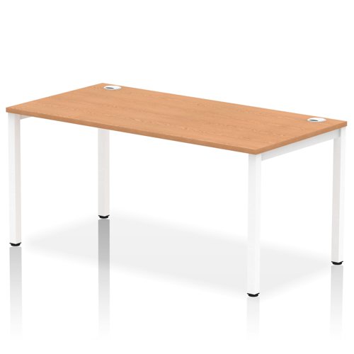 Impulse Bench Single Row 1600 White Frame Office Bench Desk Oak