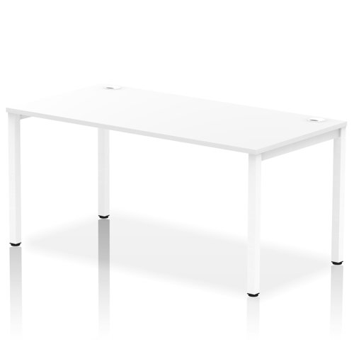 Impulse Single Row Bench Desk W1600 x D800 x H730mm White Finish White Frame - IB00279