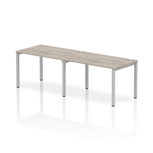 Impulse Bench Single Row 2 Person 1200 Silver Frame Office Bench Desk Grey Oak