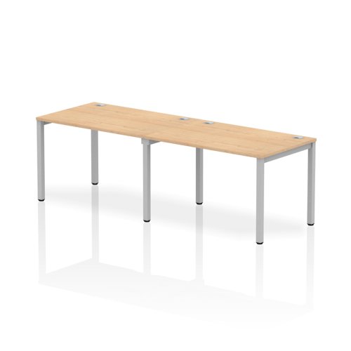 Impulse Single Row 2 Person Bench Desk W1200 x D800 x H730mm Maple Finish Silver Frame - IB00282