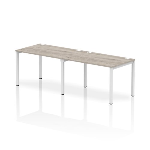 Impulse Bench Single Row 2 Person 1200 White Frame Office Bench Desk Grey Oak