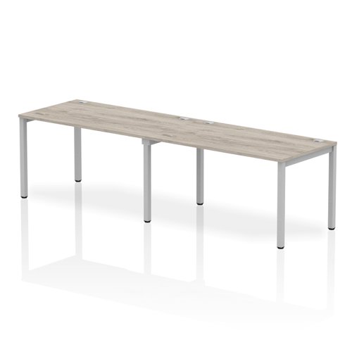 Impulse Bench Single Row 2 Person 1400 Silver Frame Office Bench Desk Grey Oak
