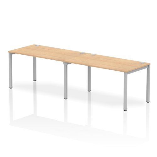 Impulse Bench Single Row 2 Person 1400 Silver Frame Office Bench Desk Maple
