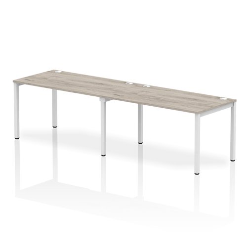Impulse Bench Single Row 2 Person 1400 White Frame Office Bench Desk Grey Oak