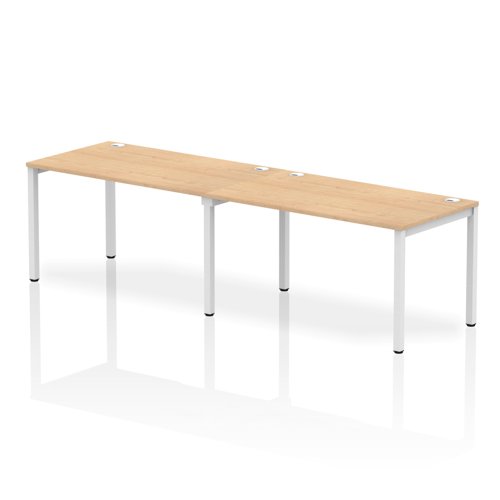 Impulse Bench Single Row 2 Person 1400 White Frame Office Bench Desk Maple