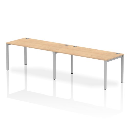 Impulse Bench Single Row 2 Person 1600 Silver Frame Office Bench Desk Maple