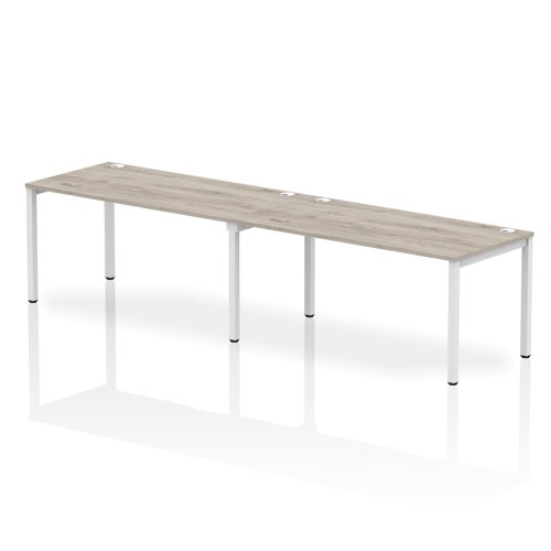 Impulse Bench Single Row 2 Person 1600 White Frame Office Bench Desk Grey Oak