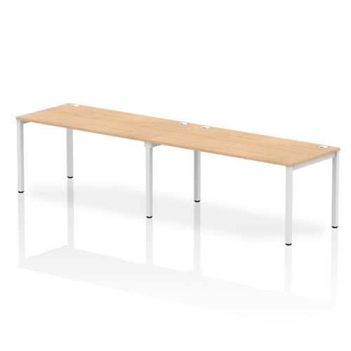 Impulse Bench Single Row 2 Person 1600 White Frame Office Bench Desk Maple