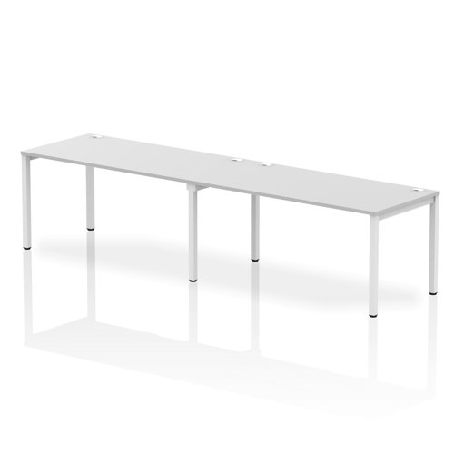 Impulse Bench Single Row 2 Person 1600 White Frame Office Bench Desk White