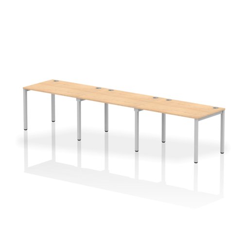 Impulse Bench Single Row 3 Person 1200 Silver Frame Office Bench Desk Maple